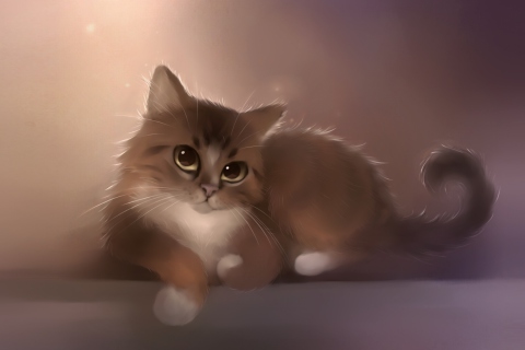 Обои Good Kitty Painting 480x320