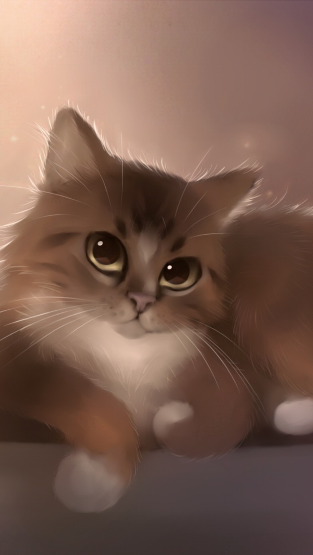 Fondo de pantalla Good Kitty Painting 640x1136