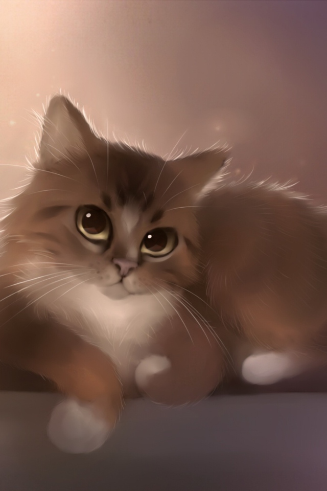 Fondo de pantalla Good Kitty Painting 640x960