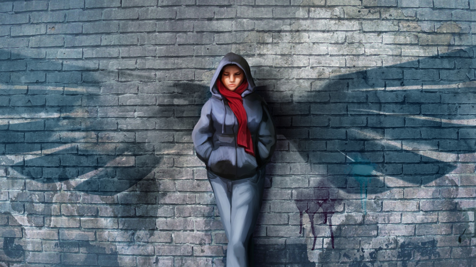 Red Scarf And Brick Wall screenshot #1 1600x900