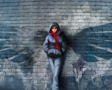Screenshot №1 pro téma Red Scarf And Brick Wall 220x176