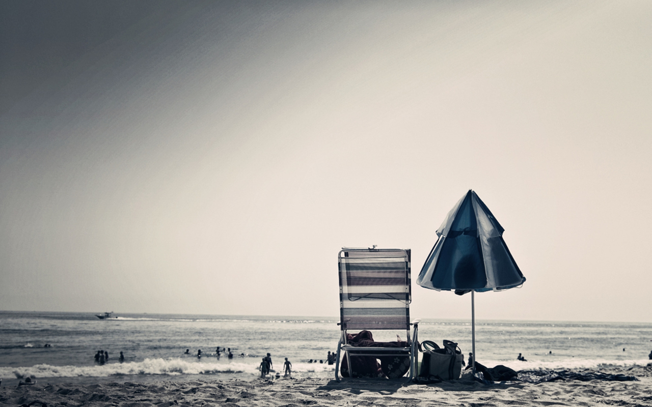 Beach Chair And Umbrella wallpaper 1280x800