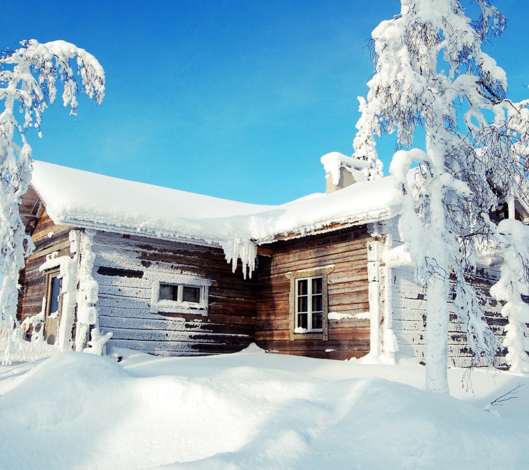 Das Winter House Wallpaper 1080x960