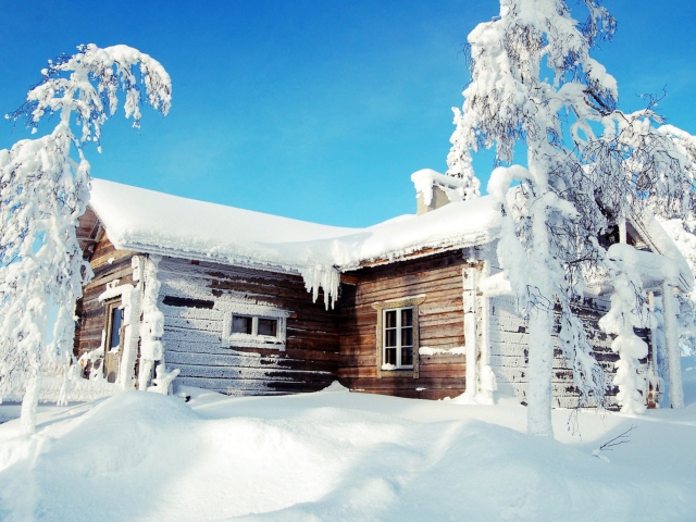 Das Winter House Wallpaper 640x480