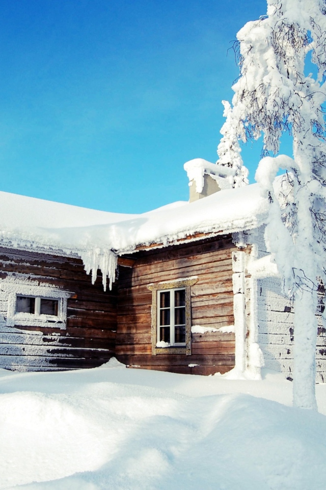 Winter House wallpaper 640x960