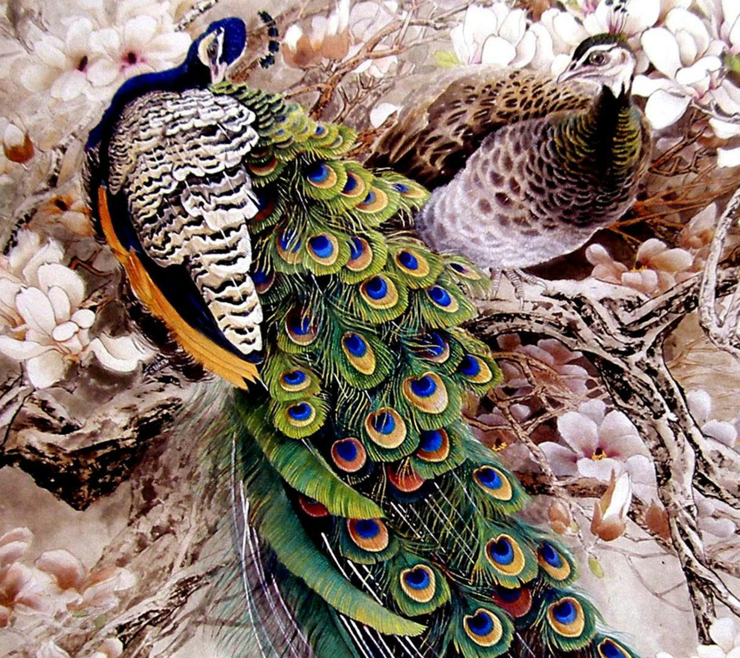 Das Peacock Painting Wallpaper 1440x1280