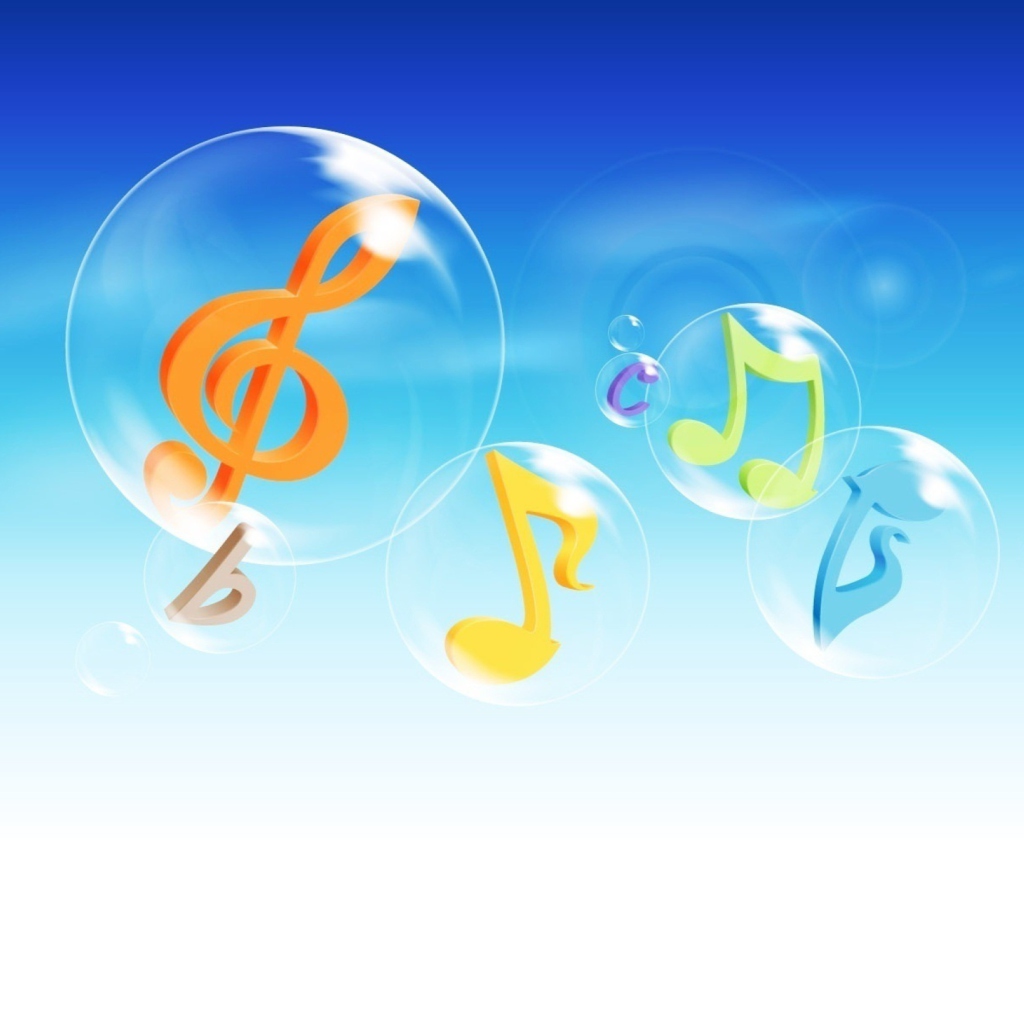 Musical Notes In Bubbles wallpaper 1024x1024