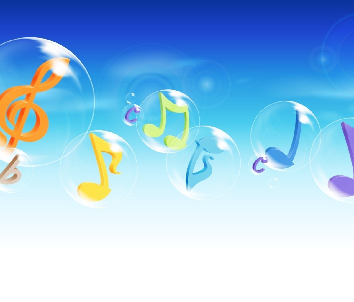 Обои Musical Notes In Bubbles 1200x1024