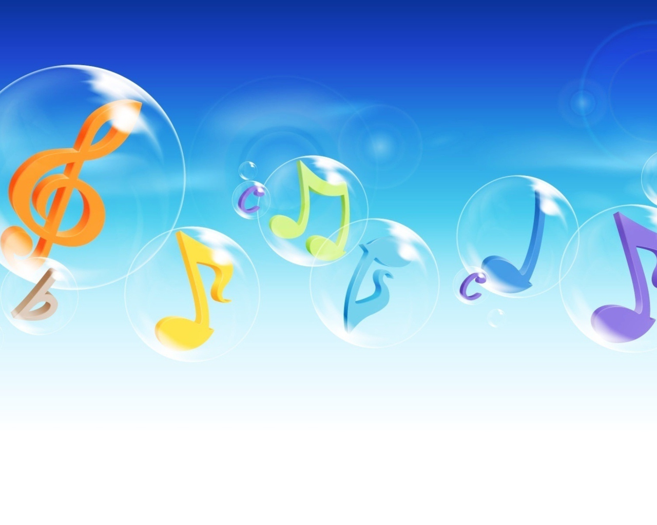 Musical Notes In Bubbles screenshot #1 1280x1024