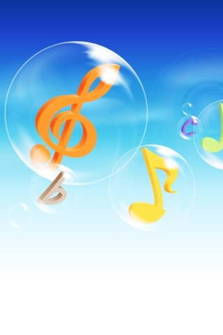 Das Musical Notes In Bubbles Wallpaper 320x480