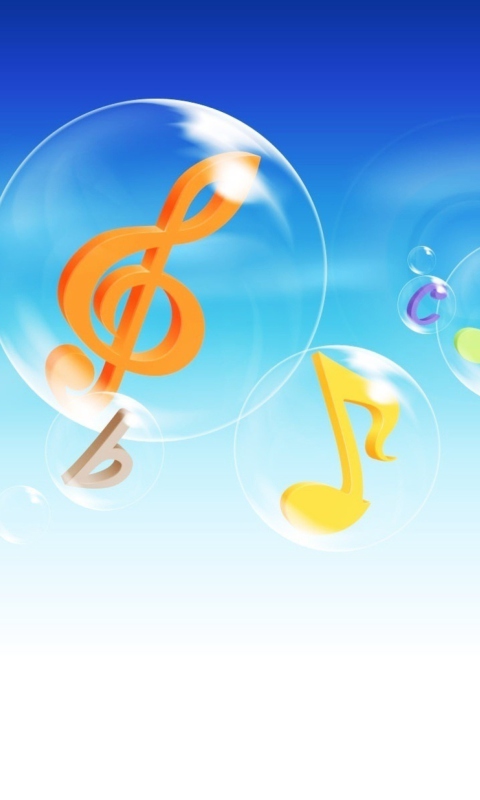Das Musical Notes In Bubbles Wallpaper 480x800
