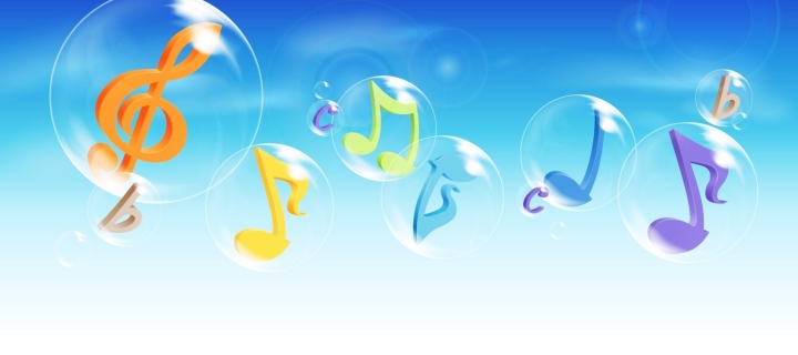 Обои Musical Notes In Bubbles 720x320