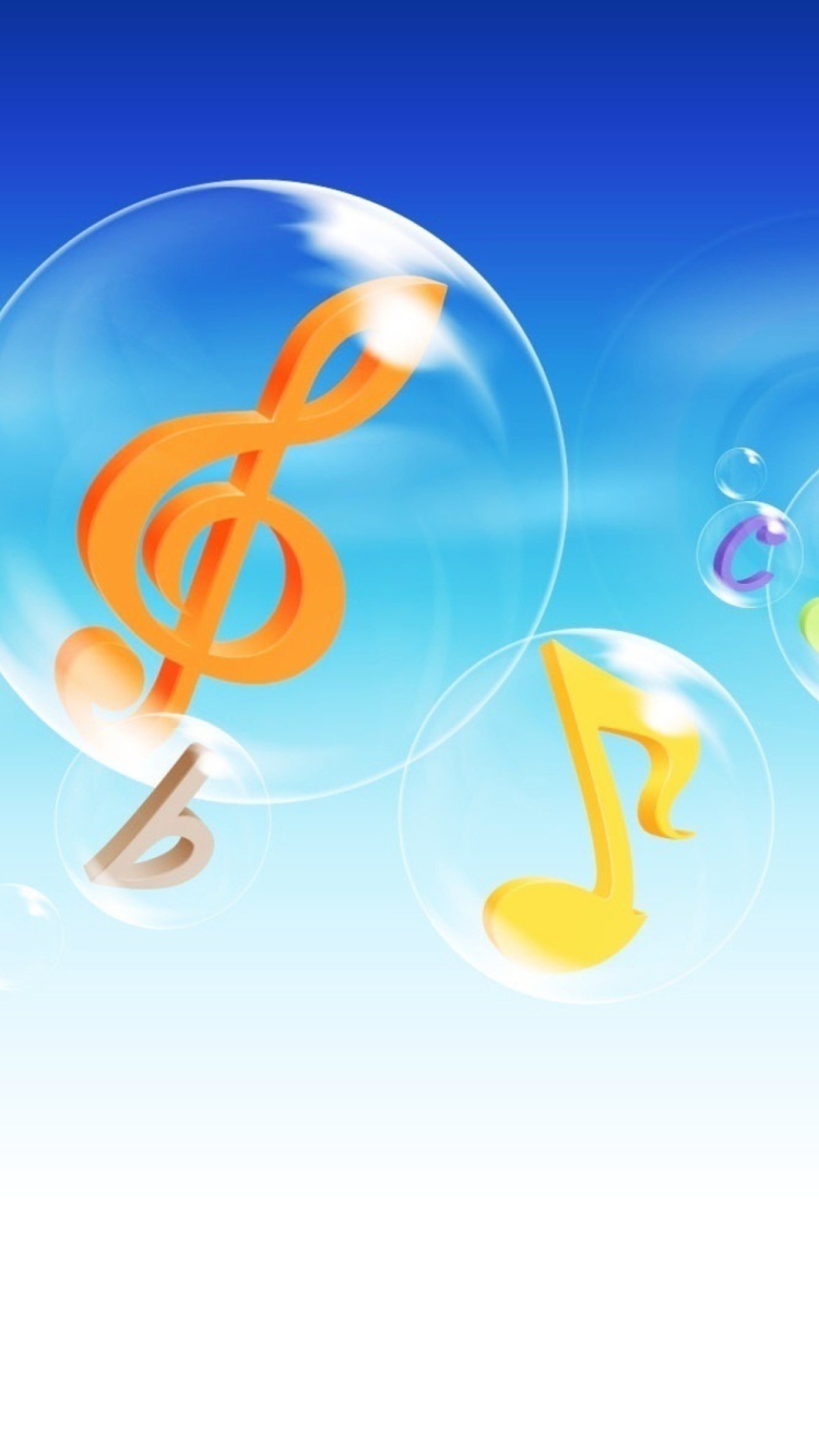 Musical Notes In Bubbles wallpaper 750x1334