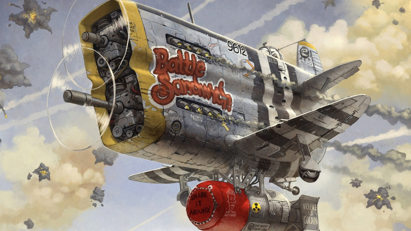 Battle Sandwich Airplane wallpaper 1366x768