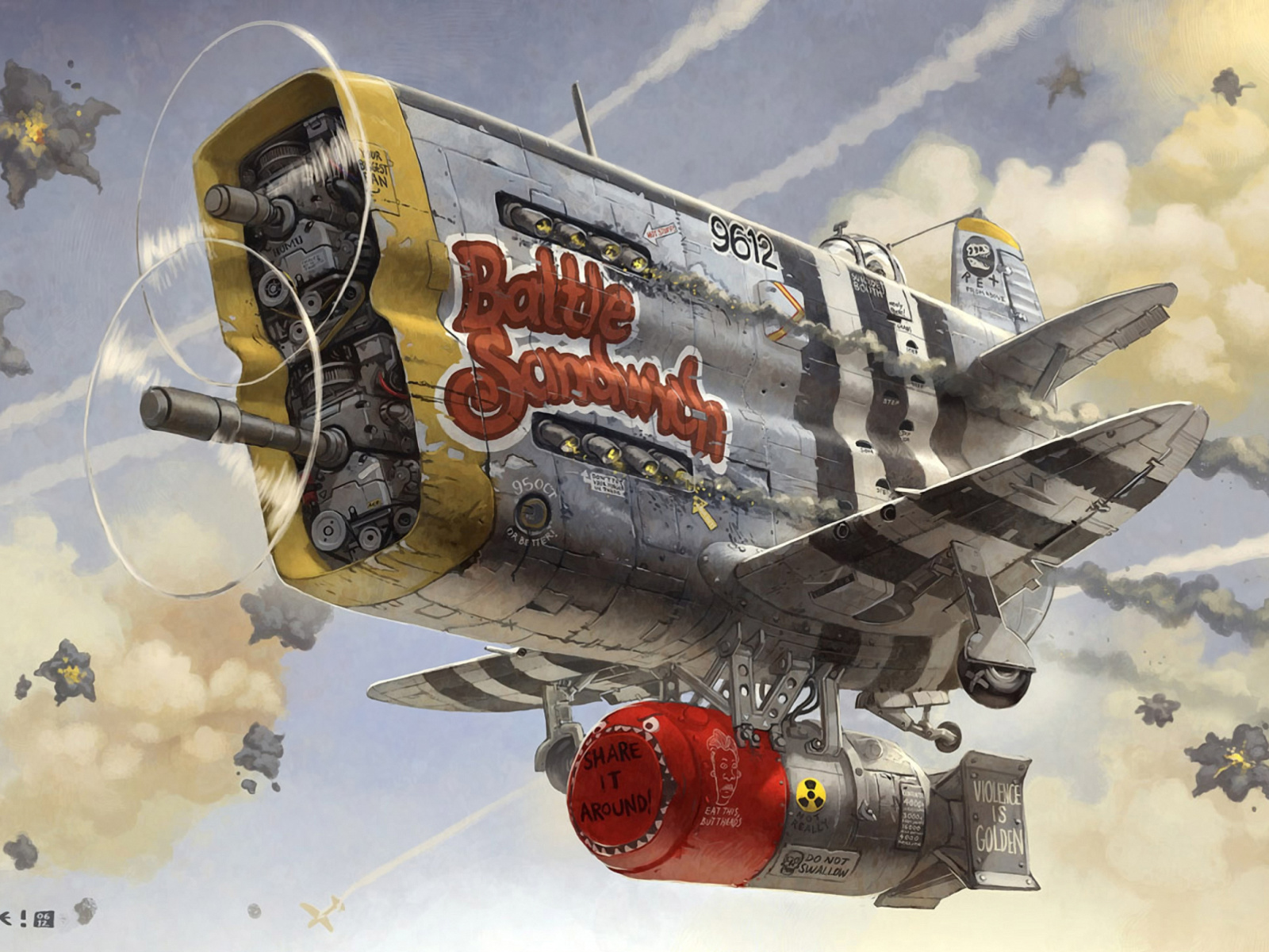 Fondo de pantalla Battle Sandwich Airplane 1600x1200