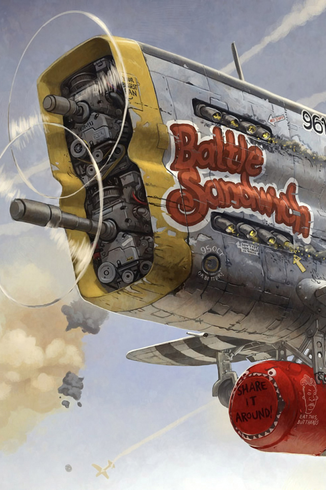 Das Battle Sandwich Airplane Wallpaper 640x960