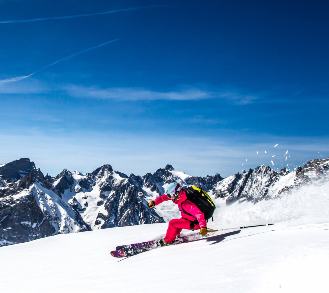 Fondo de pantalla Skiing in Aiguille du Midi 1080x960