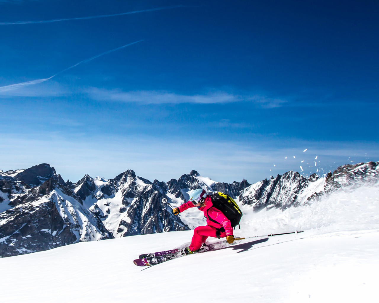 Fondo de pantalla Skiing in Aiguille du Midi 1280x1024