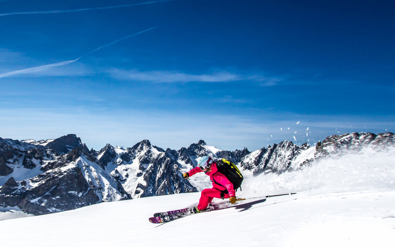 Skiing in Aiguille du Midi wallpaper 1280x800