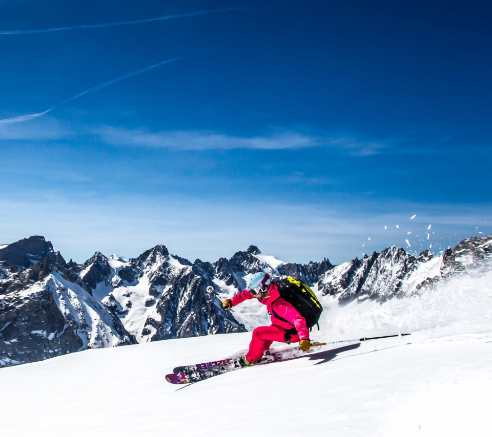 Fondo de pantalla Skiing in Aiguille du Midi 960x854