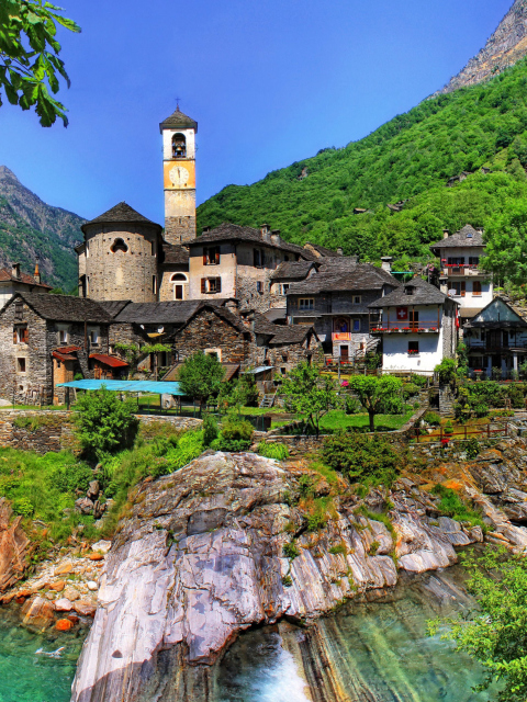 Das Switzerland Castle in Ticino Wallpaper 480x640