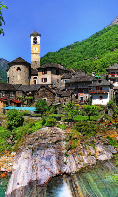 Обои Switzerland Castle in Ticino 480x800
