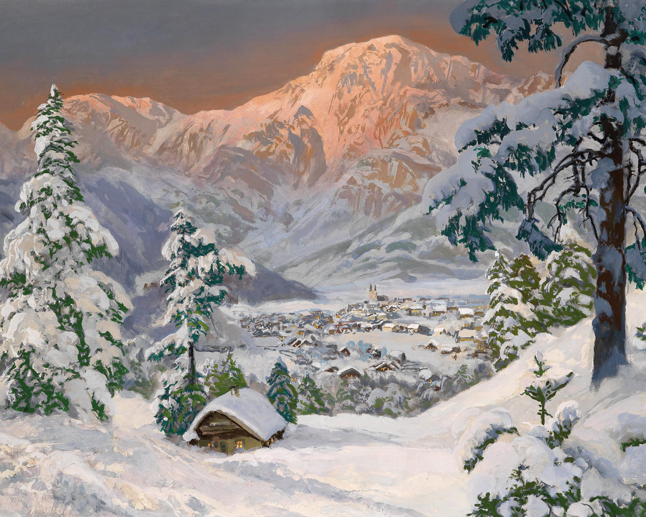 Fondo de pantalla Alois Arnegger, Alpine scenes 1280x1024
