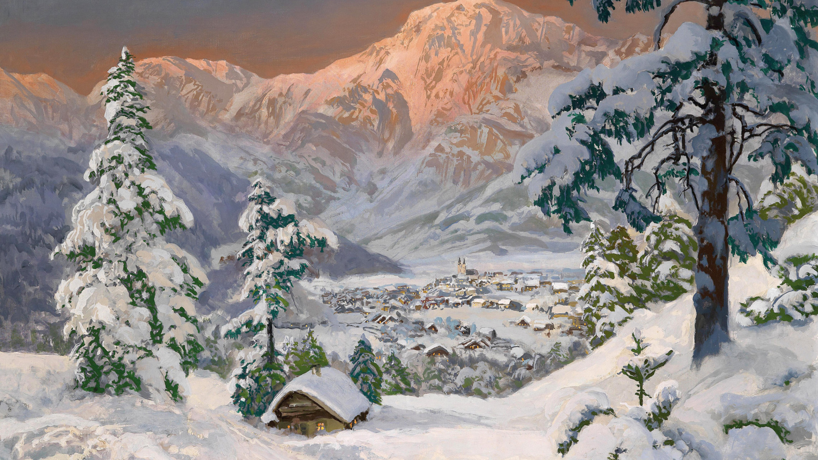 Fondo de pantalla Alois Arnegger, Alpine scenes 1600x900
