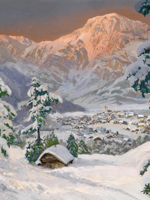 Alois Arnegger, Alpine scenes wallpaper 480x640