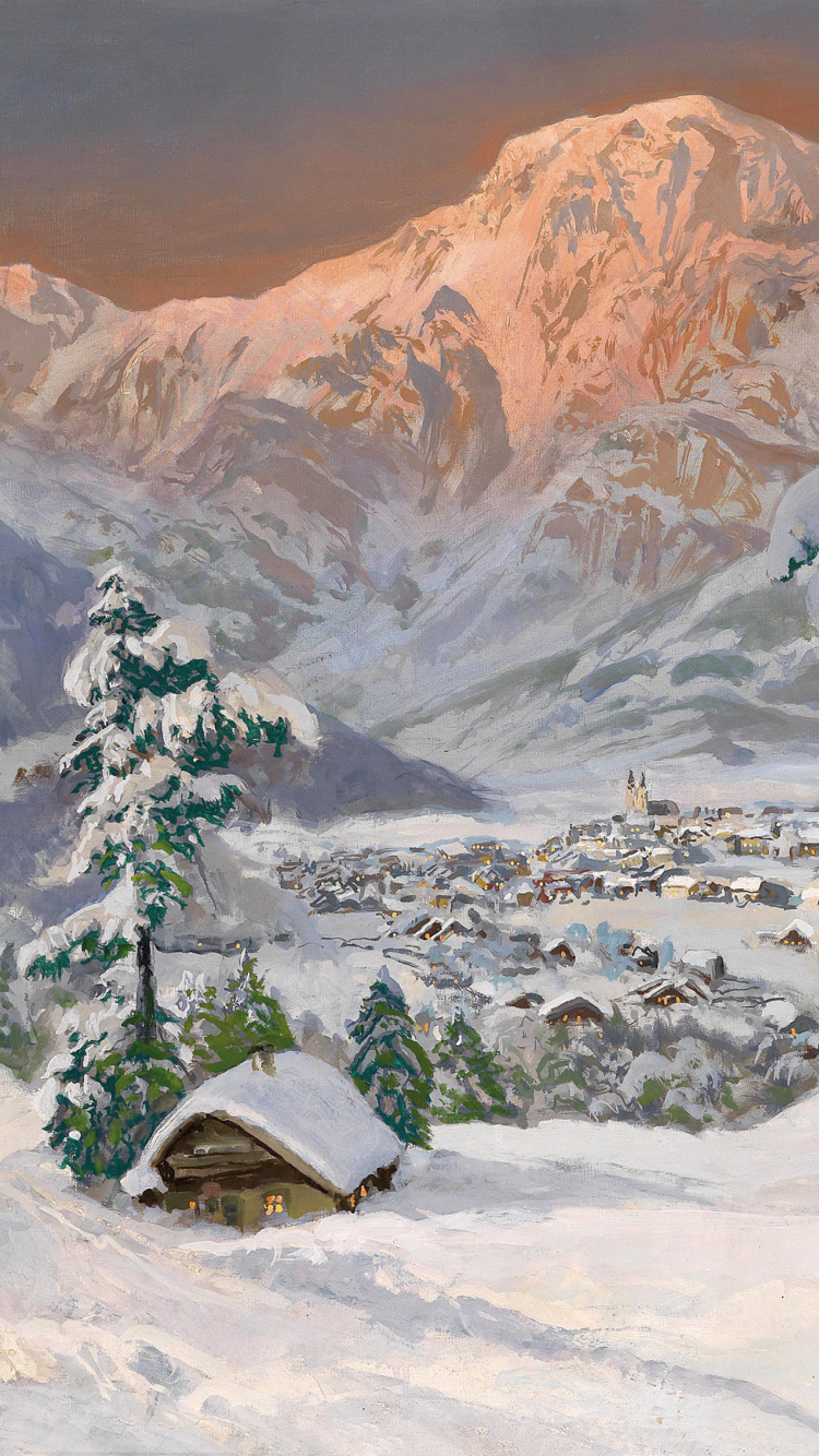 Обои Alois Arnegger, Alpine scenes 750x1334