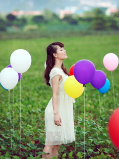 Обои Girl And Colorful Balloons 240x320