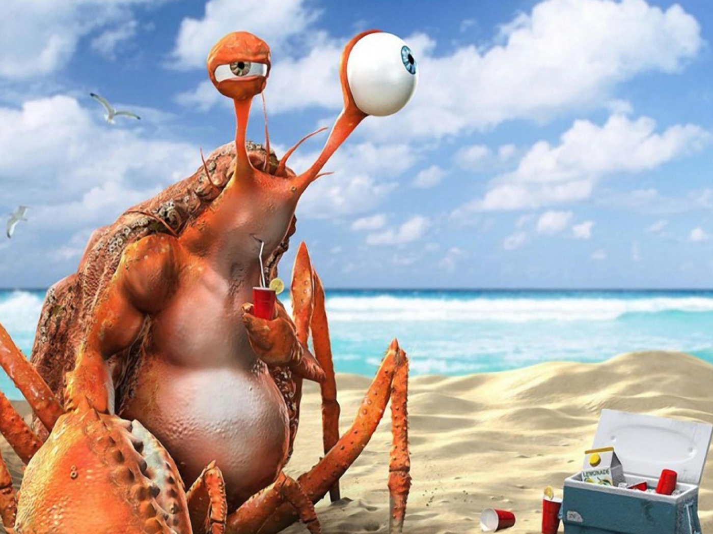 Screenshot №1 pro téma Lazy Crab On Beach 1400x1050