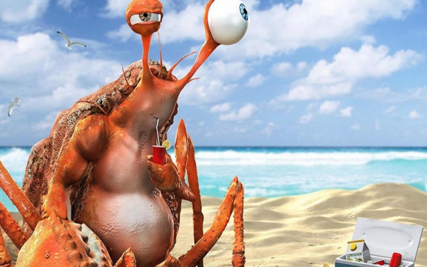 Lazy Crab On Beach wallpaper 1440x900