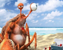 Das Lazy Crab On Beach Wallpaper 220x176