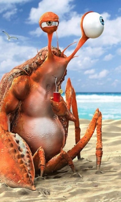 Lazy Crab On Beach wallpaper 240x400