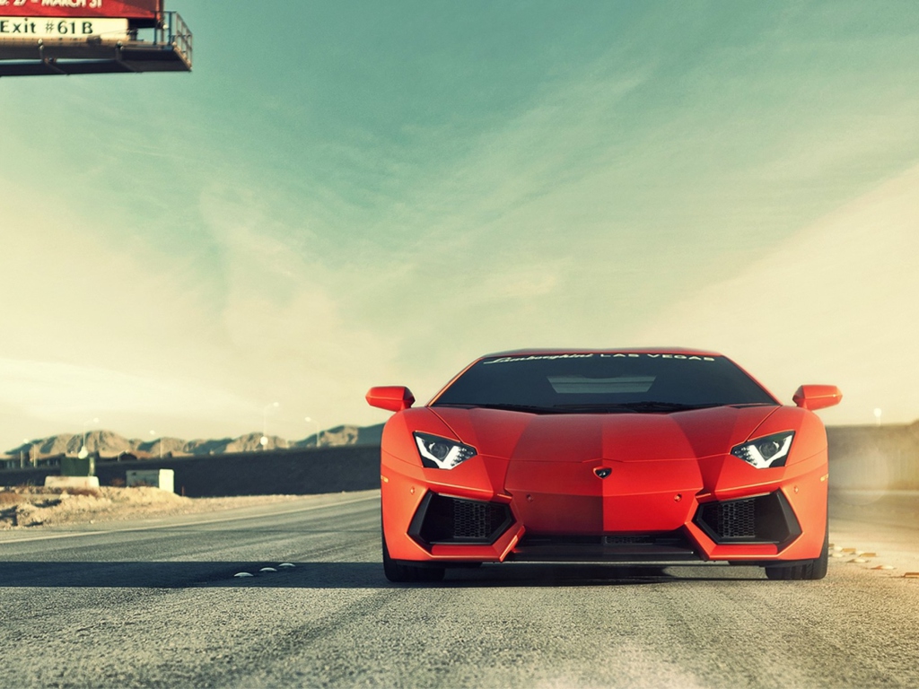 Das Red Lamborghini Aventador Wallpaper 1024x768