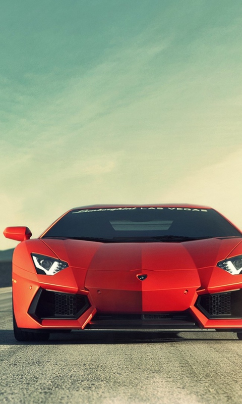 Fondo de pantalla Red Lamborghini Aventador 480x800