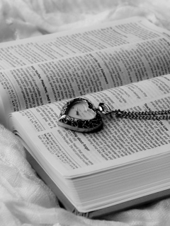Bible And Vintage Heart-Shaped Watch wallpaper 240x320