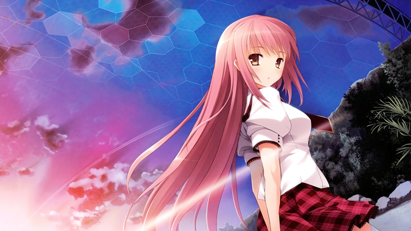 Anime School Girl wallpaper 1366x768