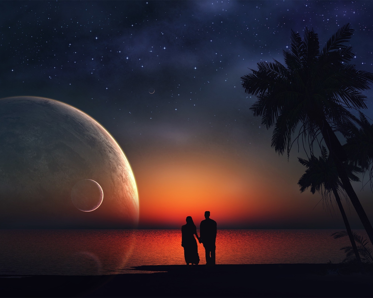 Screenshot №1 pro téma Night Romance At Beach 1280x1024