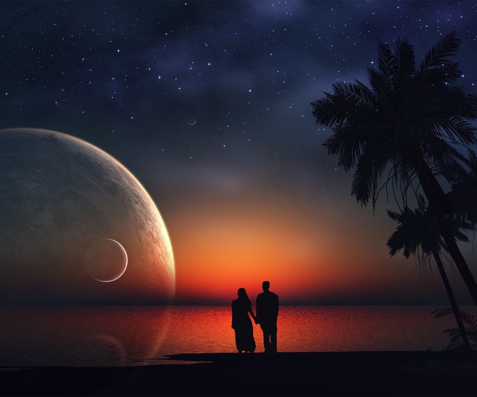 Night Romance At Beach wallpaper 960x800