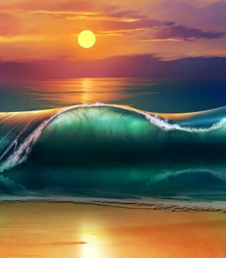 Sunset Over Ocean Waves Painting sfondi gratuiti per HTC Pure