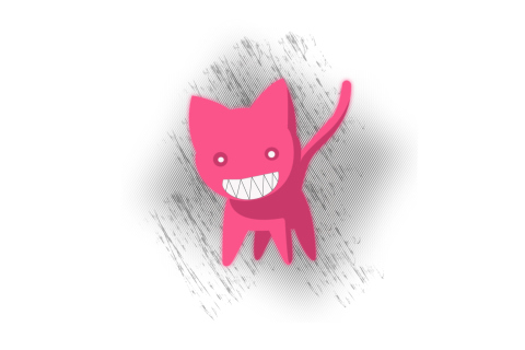 Das Pink Cat Sketch Wallpaper 480x320
