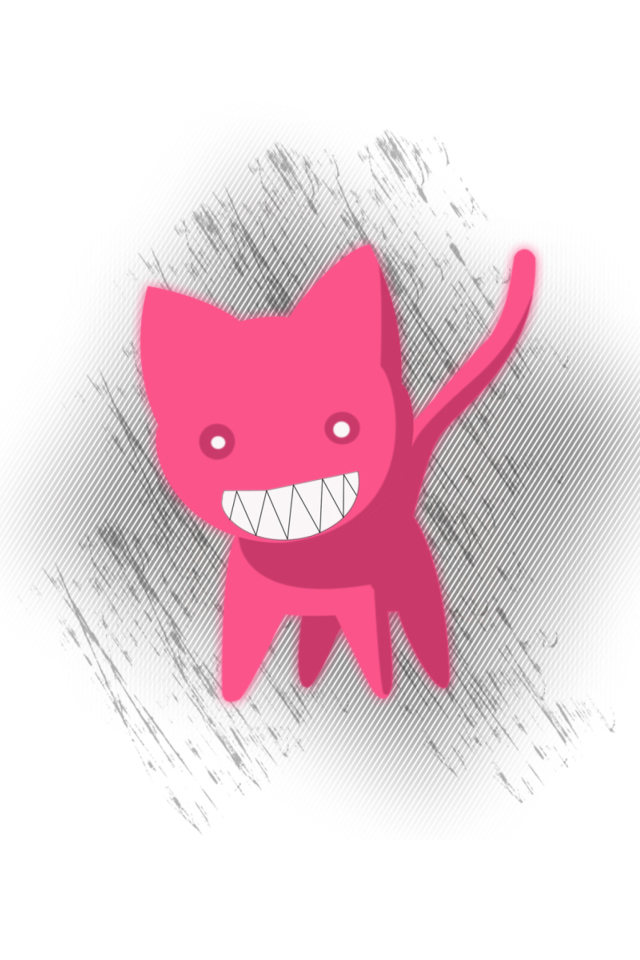 Fondo de pantalla Pink Cat Sketch 640x960
