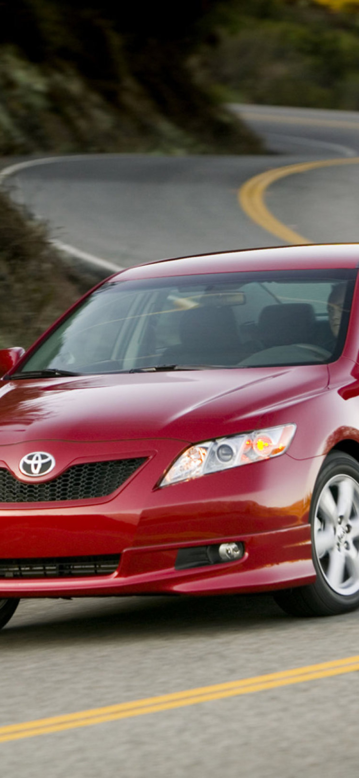 Red Toyota Camry wallpaper 1170x2532