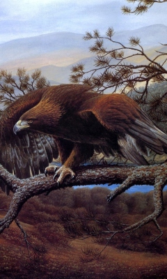 Das Eagle On Branch Wallpaper 240x400