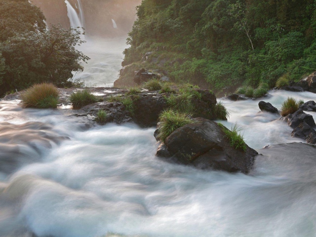 Fondo de pantalla Tropical Forest Waterfall 640x480