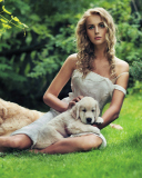 Das Model And Dogs Wallpaper 128x160