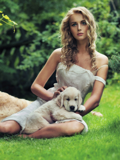 Model And Dogs wallpaper 240x320