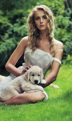 Model And Dogs wallpaper 240x400